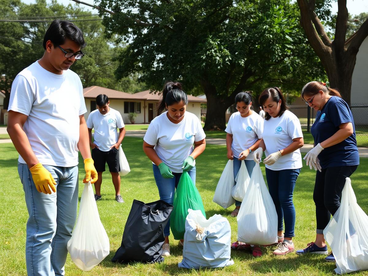 Vecinos voluntarios recogen residuos en un parque del barrio